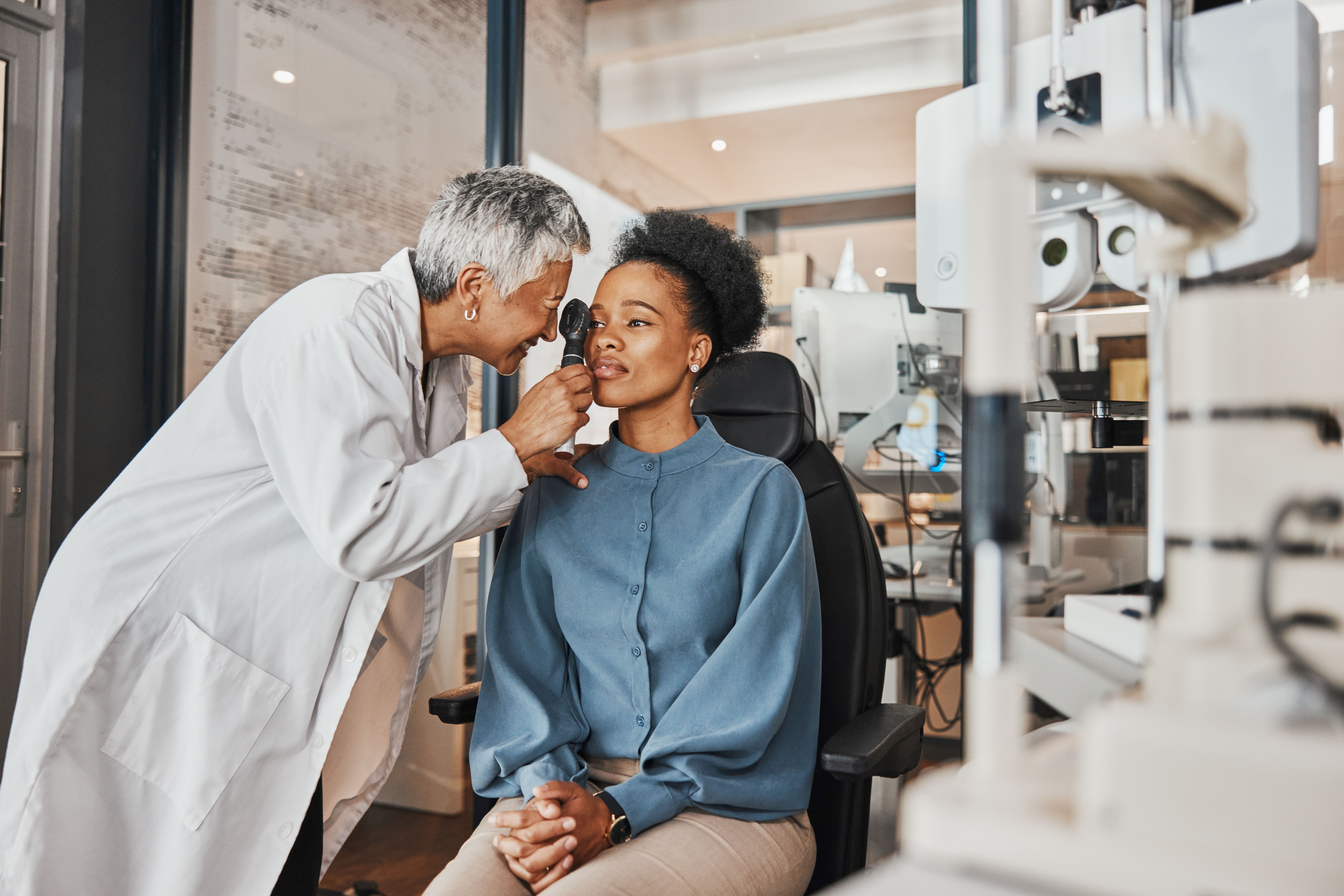 A women getting an eye exam